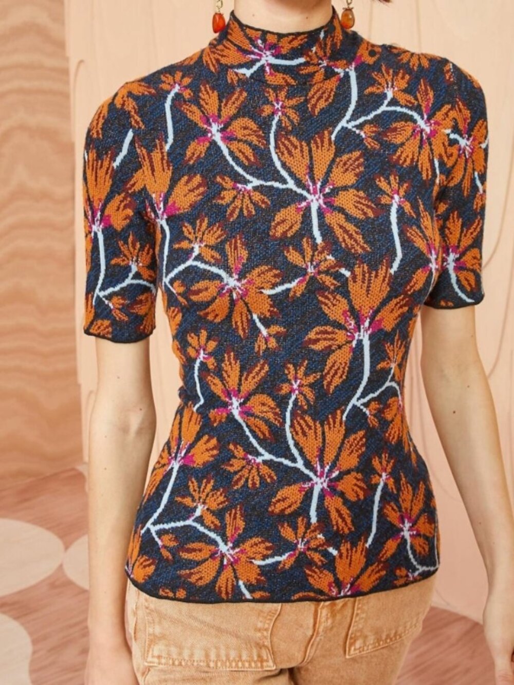 NWT ULLA JOHNSON Flora Jacquard Knit Top in Bellflower P $490
